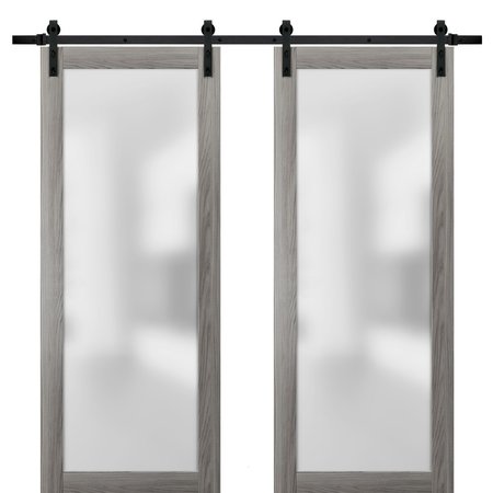 SARTODOORS Pocket Interior Door, 28" x 80", Gray PLANUM2102DB-GA-6096